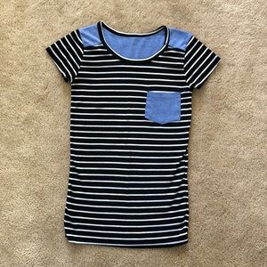 Black and white striped basic tee